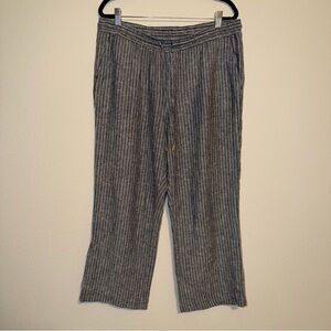 Ellen Tracy Linen Striped Wide Leg Pants